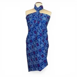 Sarong / pareo / pangi katoen - Strandkleding wikkelrok / omslagdoek / baby wrap - Blauwe Bogolan iconen