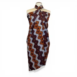 Sarong / pareo / pangi katoen - Strandkleding wikkelrok / omslagdoek / baby wrap - Oranje Bordeauxrode golvende strepen met bloem