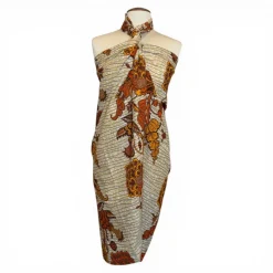 Sarong / pareo / pangi katoen - Strandkleding wikkelrok / omslagdoek / baby wrap - Beige / gele bloem