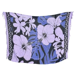 Sarong / pareo - Strandkleding wikkelrok - Paars / zwart flower