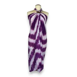 Sarong / pareo - Strandkleding wikkelrok - Tie dye Paars / wit