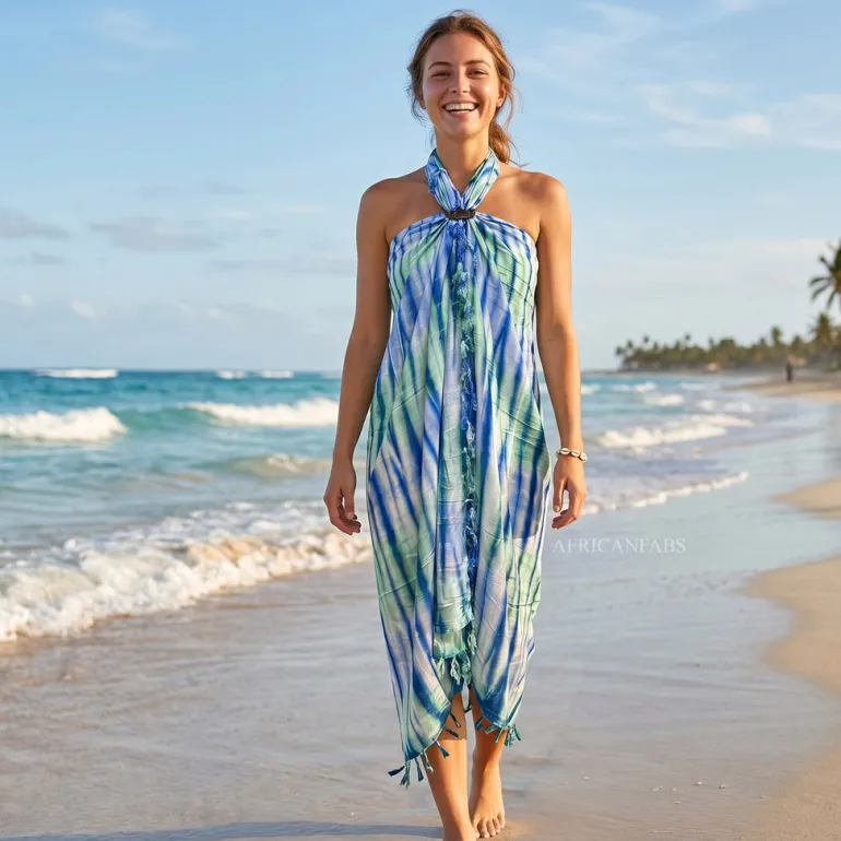 Sarong / pareo - Strandkleding wikkelrok - Groene tie dye
