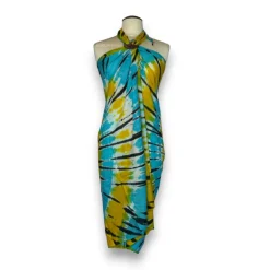 Sarong / pareo - Strandkleding wikkelrok - Tie dye geel / turquoise