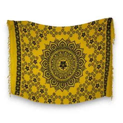 Sarong / pareo - Strandkleding wikkelrok - Mandala geel / zwart