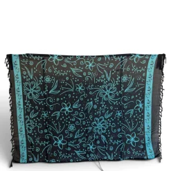 Sarong / pareo - Strandkleding wikkelrok - Zwart Turkoois Island Floral Night