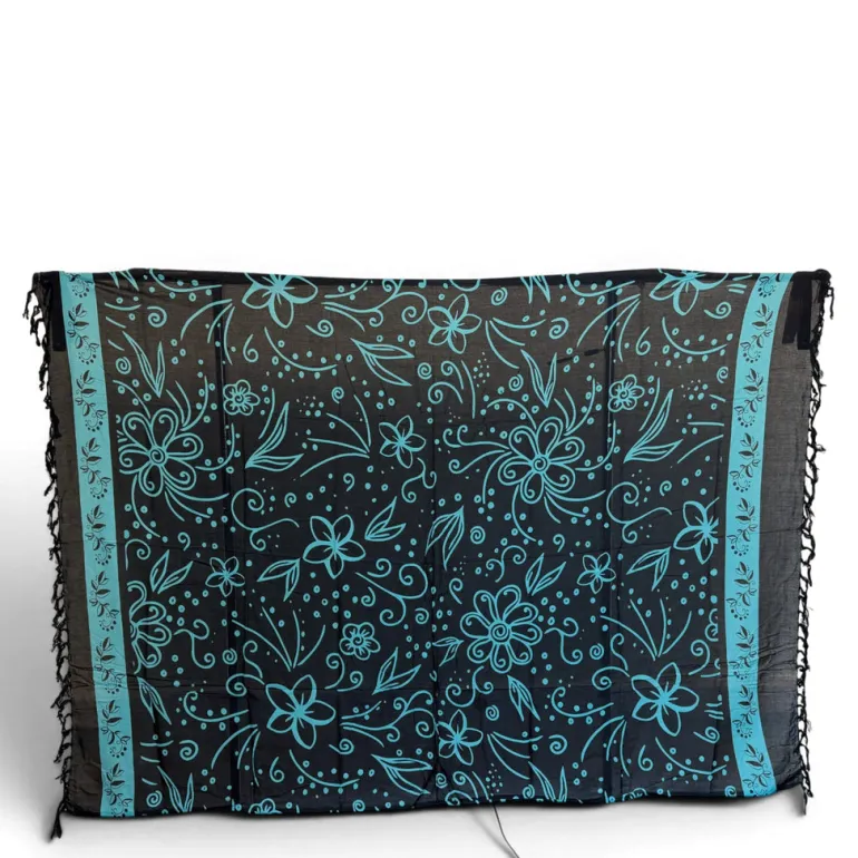 Sarong / pareo - Strandkleding wikkelrok - Zwart Turkoois Island Floral Night