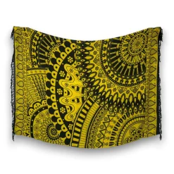 Sarong / pareo - Strandkleding wikkelrok - Zwart / gele Mandala