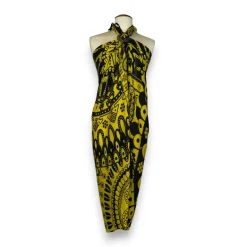 Sarong / pareo - Strandkleding wikkelrok - Zwart / gele Mandala