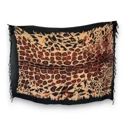 Sarong / pareo - Strandkleding wikkelrok - Luipaard zwart