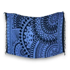 Sarong / pareo - Strandkleding wikkelrok - Zwart / blauw Mandala