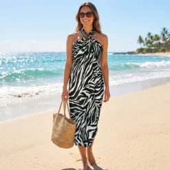 Sarong / pareo - Strandkleding wikkelrok - Zwart / wit