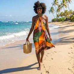 Sarong / pareo - Strandkleding wikkelrok - Tie dye Oranje