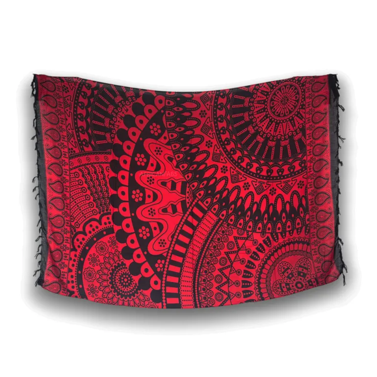 Sarong / pareo - Strandkleding wikkelrok - Zwart / rood Mandala