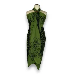 Sarong / pareo - Strandkleding wikkelrok - Groen / zwart Mandala