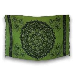 Sarong / pareo - Strandkleding wikkelrok - Groen / zwart Mandala
