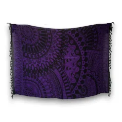 Sarong / pareo - Strandkleding wikkelrok - Zwart / paarse Mandala