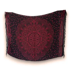 Sarong / pareo - Strandkleding wikkelrok - Zwart / rood Mandala