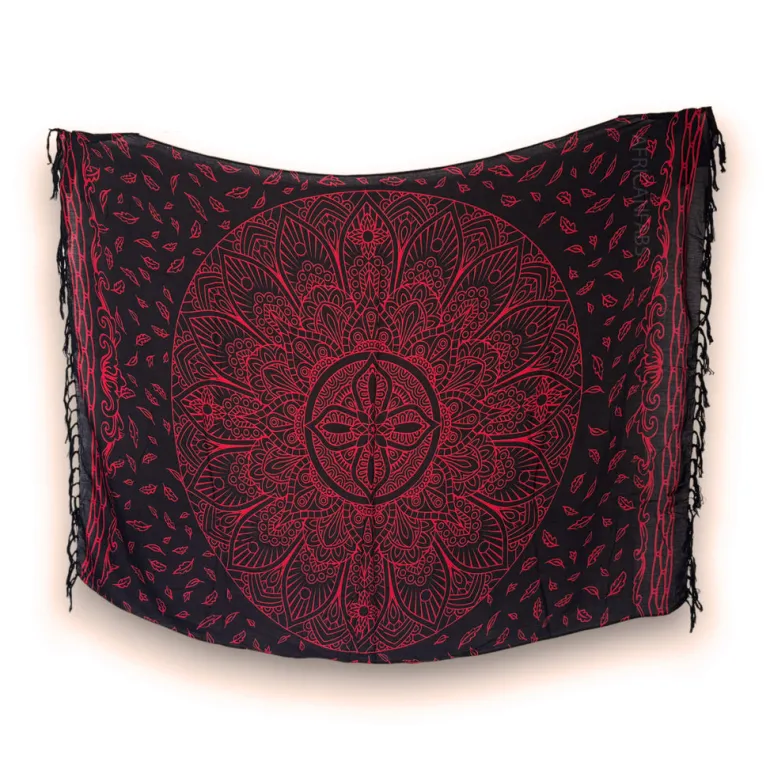 Sarong / pareo - Strandkleding wikkelrok - Zwart / rood Mandala