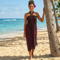 Sarong / pareo - Strandkleding wikkelrok - Zwart / rood Mandala