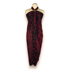 Sarong / pareo - Strandkleding wikkelrok - Zwart / rood Mandala