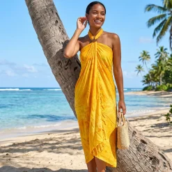 Sarong / pareo - Strandkleding wikkelrok - Geel Oranje Sunset Tie Dye