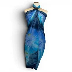 Sarong / pareo - Strandkleding wikkelrok - Blauw Navy Tie Dye Ocean