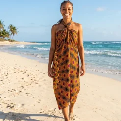 Sarong / pareo - Strandkleding wikkelrok - Bruin Oranje Peacock Sunset