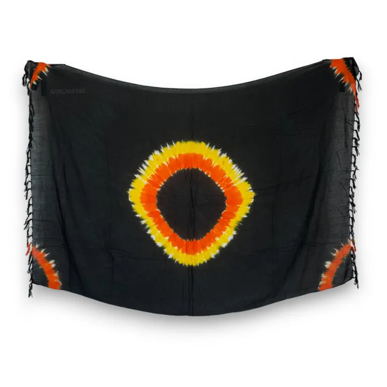 Sarong / pareo - Strandkleding wikkelrok - Tie dye Zwart