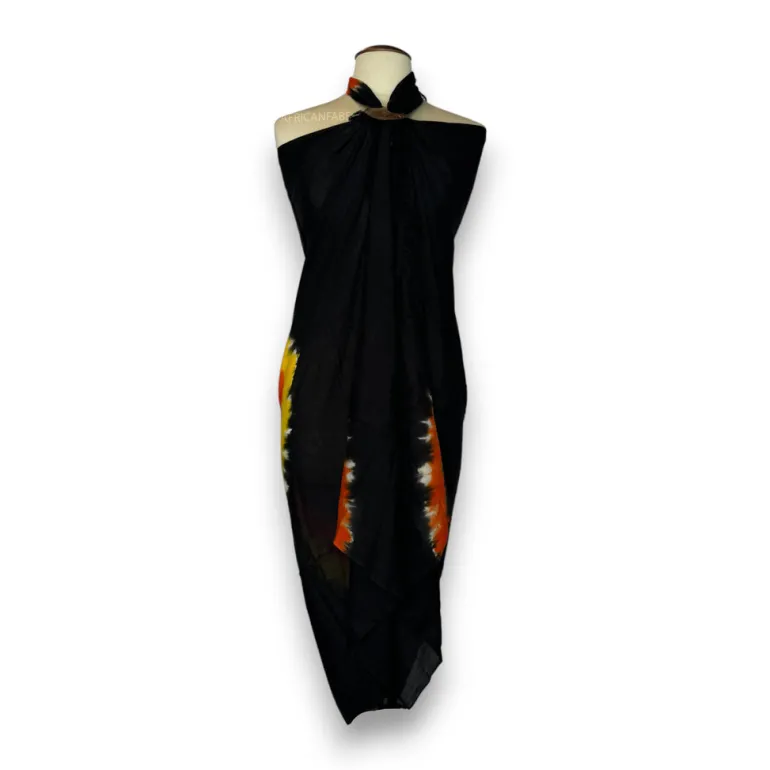 Sarong / pareo - Strandkleding wikkelrok - Tie dye Zwart