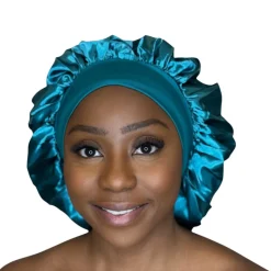 Satijnen Haar Bonnet - Groen Turquoise (Satijnen Slaapmuts )