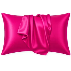 Satijnen kussensloop Fuchsia 60 x 70 cm hoofdkussen formaat - Satin pillow case / Zijdezachte kussensloop van satijn