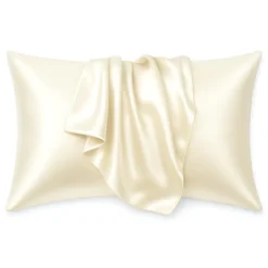 Satijnen kussensloop Ivoor 60 x 70 cm hoofdkussen formaat - Satin pillow case / Zijdezachte kussensloop van satijn