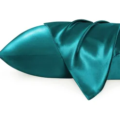 Satijnen kussensloop Teal 60 x 70 cm hoofdkussen formaat - Satin pillow case / Zijdezachte kussensloop van satijn