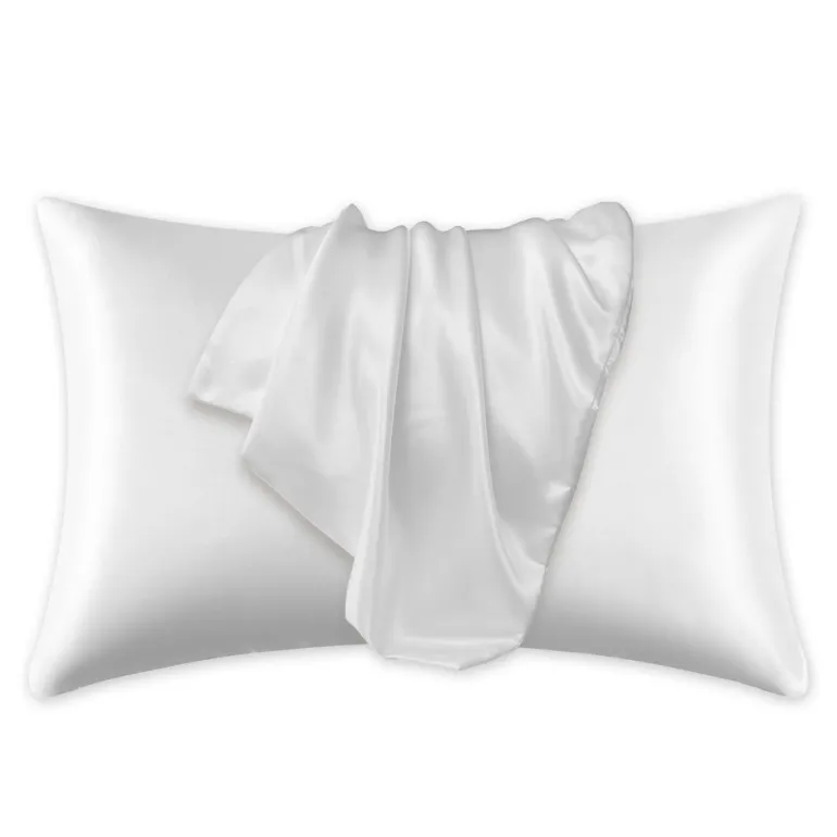 Satijnen kussensloop Wit 60 x 70 cm hoofdkussen formaat - Satin pillow case / Zijdezachte kussensloop van satijn