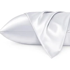 Satijnen kussensloop Zilvergrijs 60 x 70 cm hoofdkussen formaat - Satin pillow case / Zijdezachte kussensloop van satijn