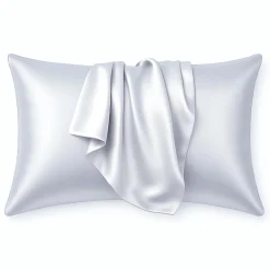 Satijnen kussensloop Zilvergrijs 60 x 70 cm hoofdkussen formaat - Satin pillow case / Zijdezachte kussensloop van satijn