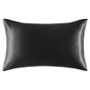 Satijnen kussensloop zwart 60 x 70 cm hoofdkussen formaat - Satin pillow case black / Zijdezachte kussensloop van satijn