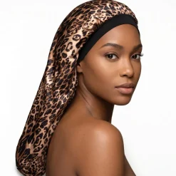 Satin Hair Bonnet voor Dreadlocks / Braids / Rasta - Leopard print Dreadsock / Satijnen Slaapmuts