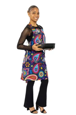 Schort met Afrikaanse print - Blauw Roze Paisley