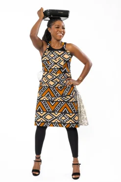 Schort met Afrikaanse print - Bruin Beige Bogolan