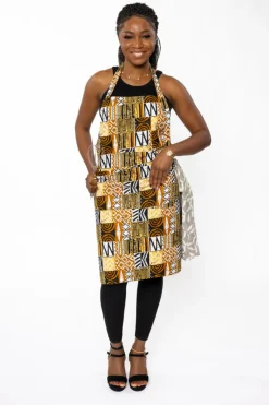 Schort met Afrikaanse print - Khaki Bogolan Mosaic