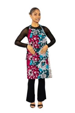 Schort met Afrikaanse print - Roze Petrol Flowers