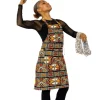 Schort met Afrikaanse print - Rood Oranje Bogolan Symbols