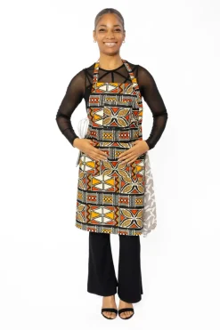 Schort met Afrikaanse print - Rood Oranje Bogolan Symbols