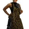 Schort met Afrikaanse print - Zwart / Gele X Bogolan