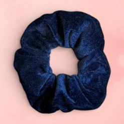 Scrunchie Velvet - Volwassenen Haaraccessoire - Navy Blauw