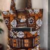 Shopper tas met Afrikaanse print - Bruine Bogolan - Herbruikbare Boodschappentas van katoen