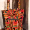 Shopper tas met Afrikaanse print - Oranje Kente - Herbruikbare Boodschappentas van katoen