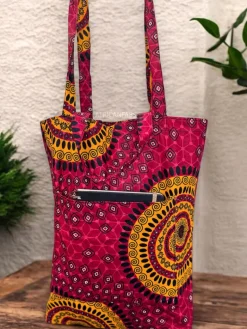 Shopper tas met Afrikaanse print - Rode Dotted Patterns - Herbruikbare Boodschappentas van katoen