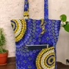 Shopper tas met Afrikaanse print - Blauwe Dotted Patterns - Herbruikbare Boodschappentas van katoen